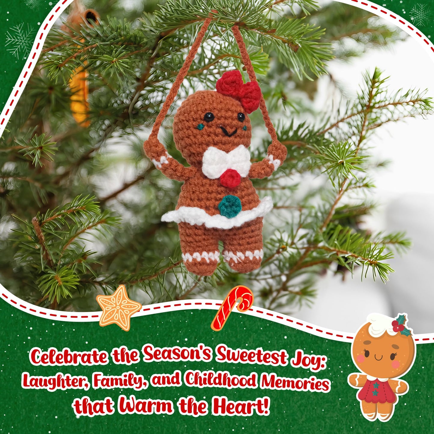 OASSIE Christmas Tree Crochet - Xmas Stocking Stuffers Gifts for Women Men | Christmas Tree Decorations, Christmas Crochet Gifts for Friends/Family/Coworkers, Emotional Support Message, Handmade