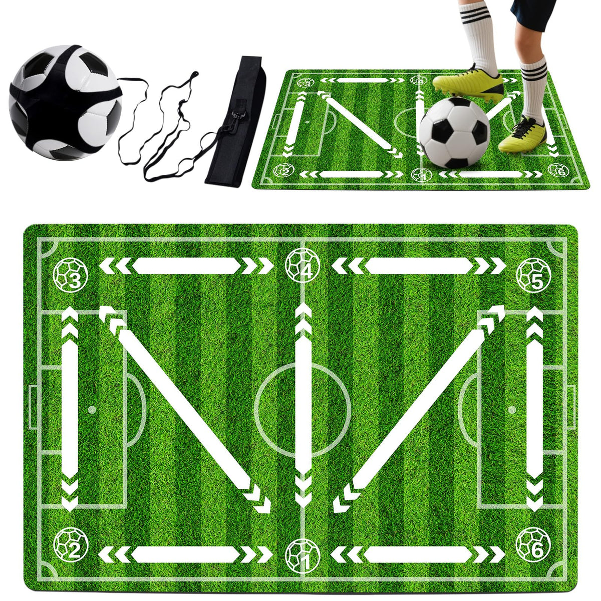 Soccer training mat,Soccer training equipment accessories for All Ages to Improve Speed Strength Agility and Coordination,Anti-Slip/Silent Mat