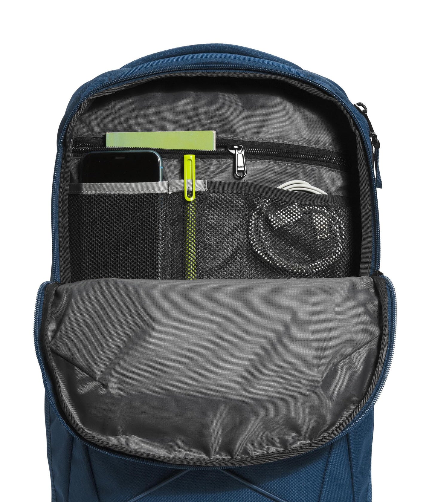 The North Face Jester Everyday Laptop Backpack - Commuter Daypack, Water Repellent, Laptop Sleeve, Lunar Blue/Fizz Lime, One Size