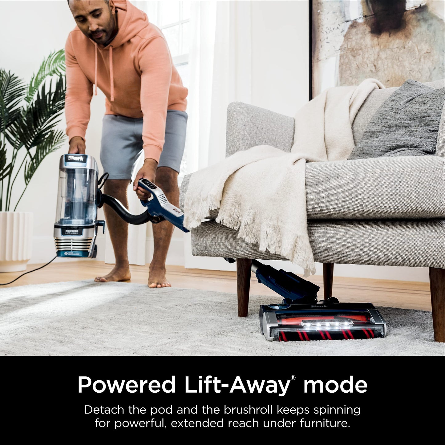 Shark AZ2002 Vertex Powered Lift-Away Upright Vacuum with DuoClean PowerFins, Self-Cleaning Brushroll, Large Dust Cup, Pet Crevice Tool, Dusting Brush & Power Brush, Silver/Rose Gold