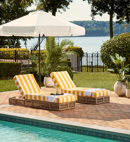 SAFAVIEH Outdoor - Gillian Chaise Lounge Chair - Tan & White - Steel and Woven Rope - Adjustable 5-Position Backrest - Ideal for Patio, Deck, Poolside, Backyard (PAT7527A)