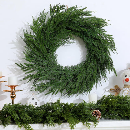 Wavwavw 48" Christmas Large Norfolk Pine Wreath for Front Door
