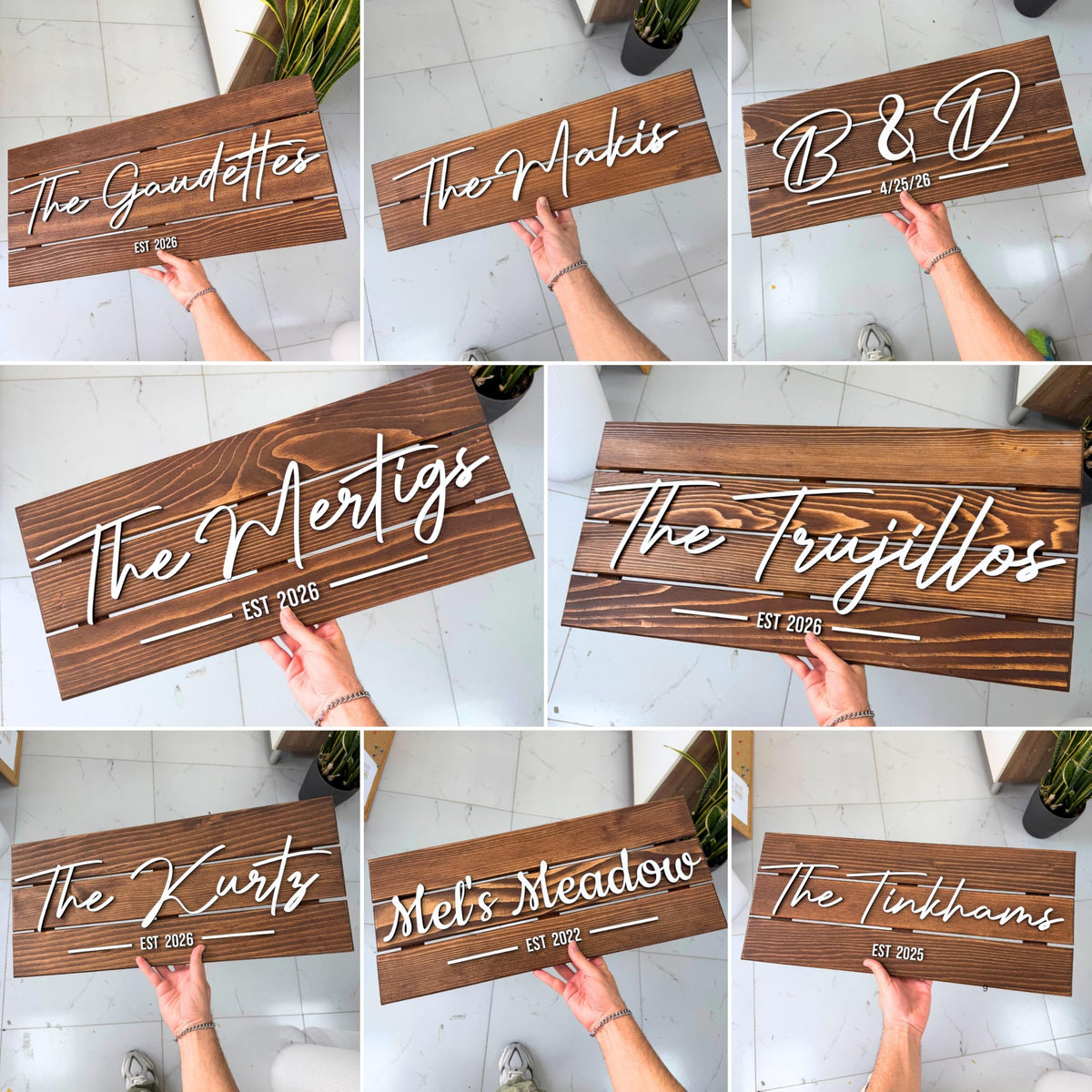 Wooden Name Sign Personalized and Custom, Solid Rustic Wood, Wedding Gifts for Couples, Home, Office, Family Last Name Established Signs, Est. Date Sign 28x13" (Large)