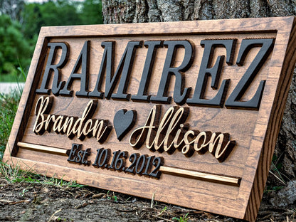 Personalized Wedding Last Name Established Wooden Sign | Engagement Gift