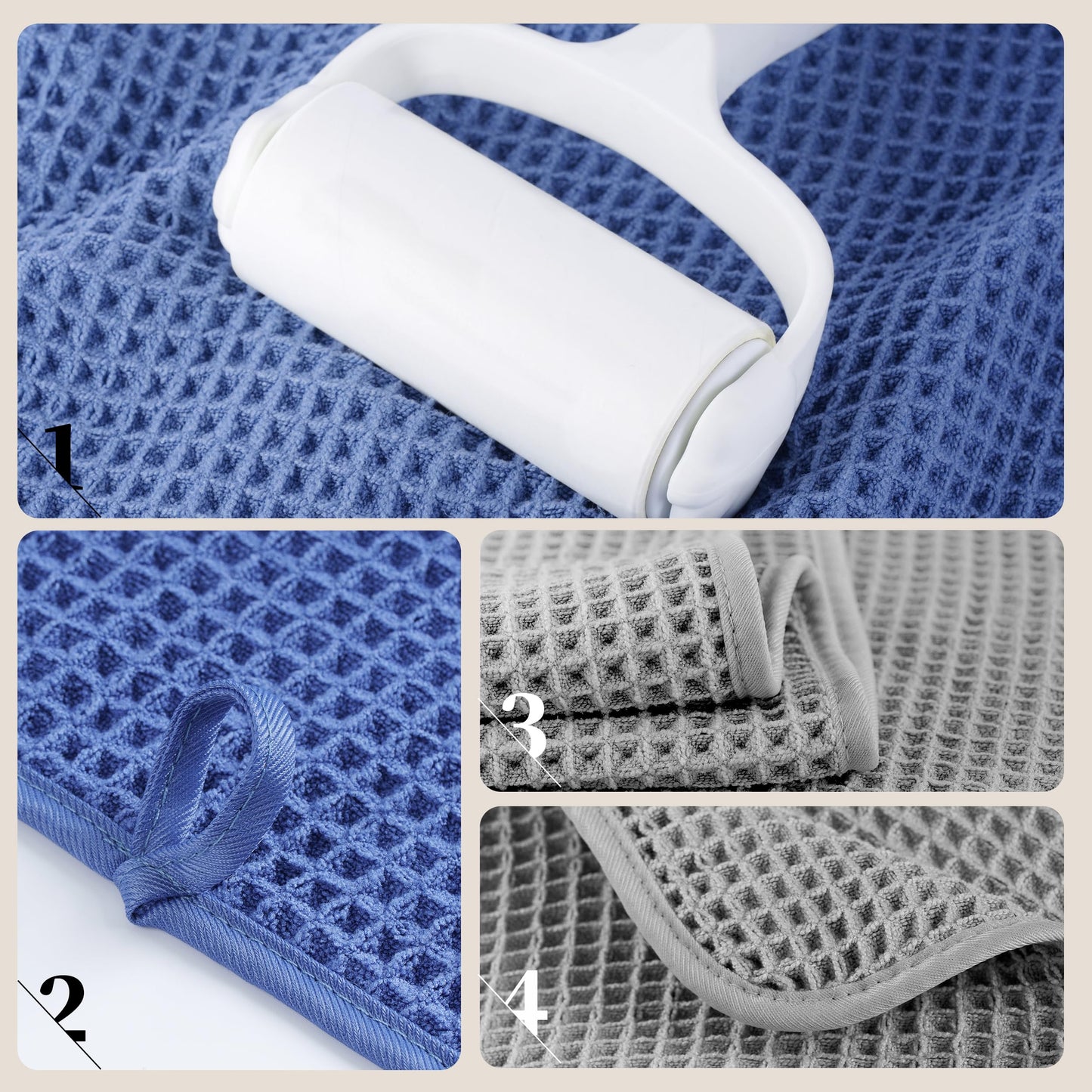 POLYTE 430 GSM Microfiber Oversize Quick Dry Lint Free Bath Towel, 60 x 30 in, 4 Pack (Waffle Weave)