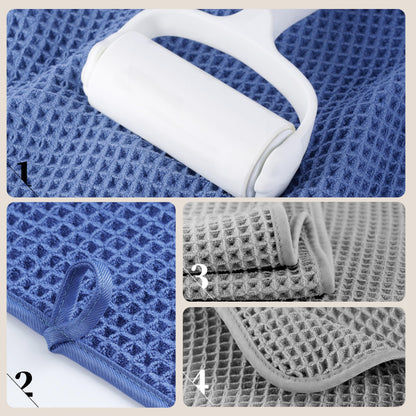 POLYTE 430 GSM Microfiber Oversize Quick Dry Lint Free Bath Towel, 60 x 30 in, 4 Pack (Waffle Weave)