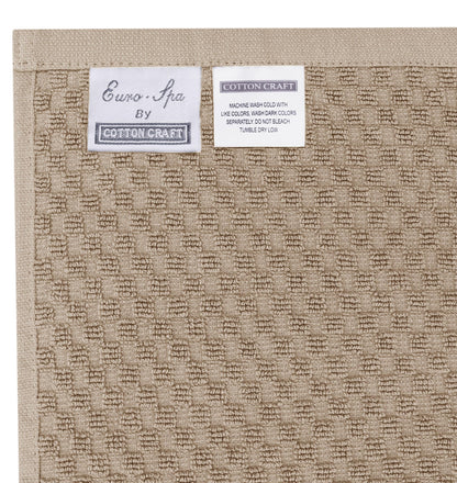 COTTON CRAFT- Euro Spa Set of 4 Luxury Waffle Weave Bath Towels, Oversized Pure Ringspun Cotton, 30 inch x 56 inch, White