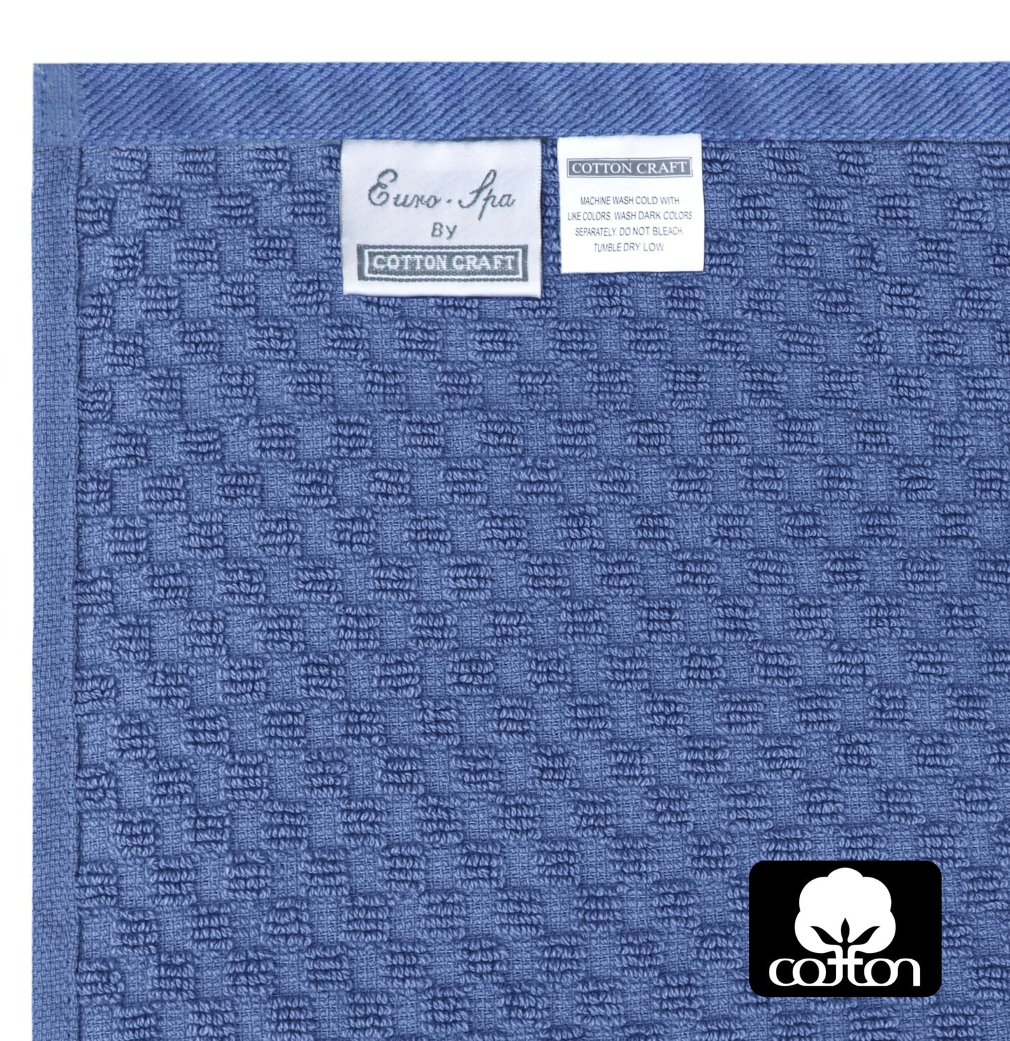 COTTON CRAFT- Euro Spa Set of 4 Luxury Waffle Weave Bath Towels, Oversized Pure Ringspun Cotton, 30 inch x 56 inch, White