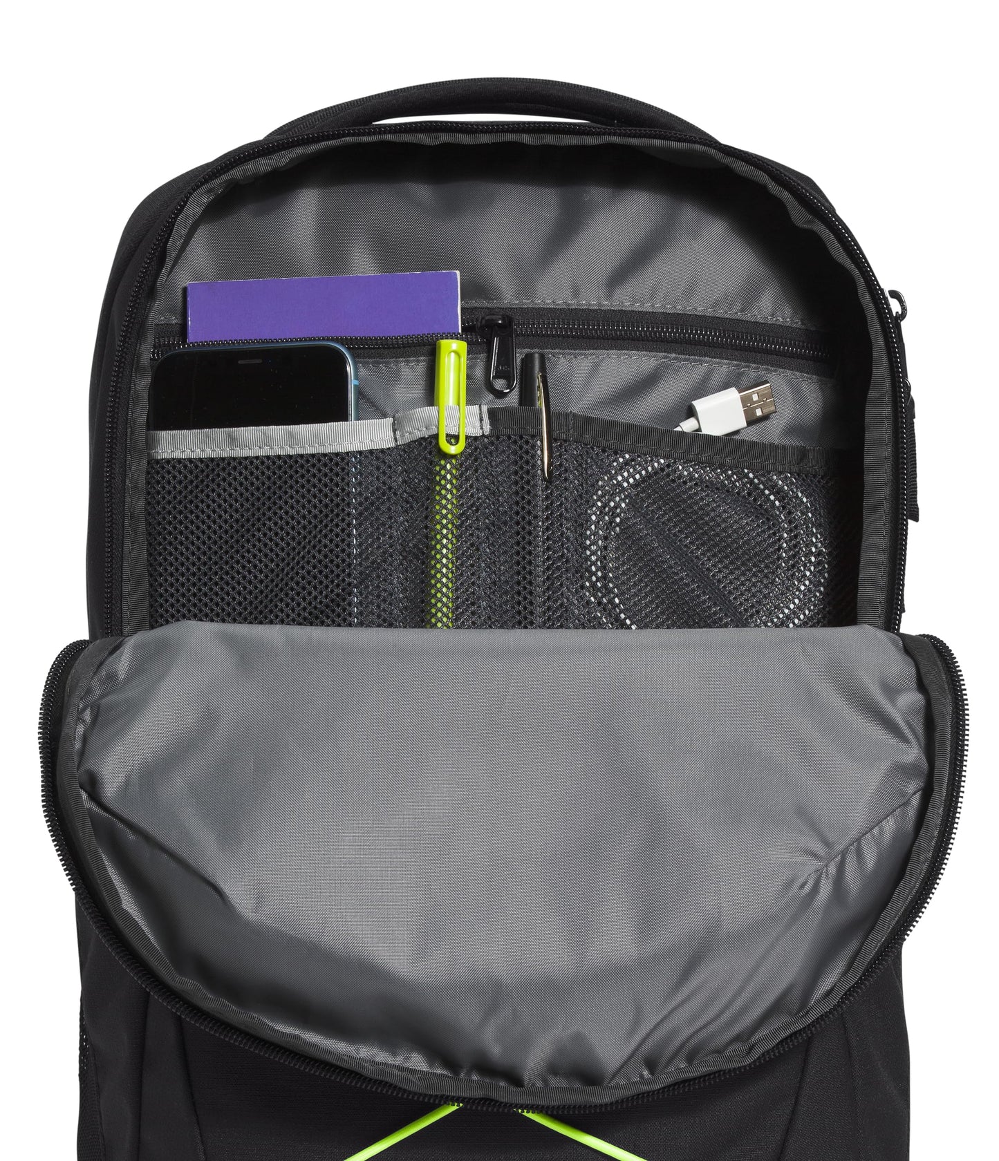 The North Face Jester Everyday Laptop Backpack - Commuter Daypack, Water Repellent, Laptop Sleeve, Lunar Blue/Fizz Lime, One Size