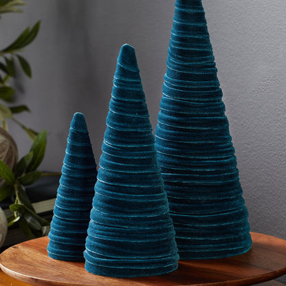 Your Heart's Content Red Velvet Trees Set of 3, Winter Wedding Centerpiece, Valentine Tabletop Tree Decor, Cozy Handmade Romantic Home Decor, Bookshelf Accent, Gift for (Red)