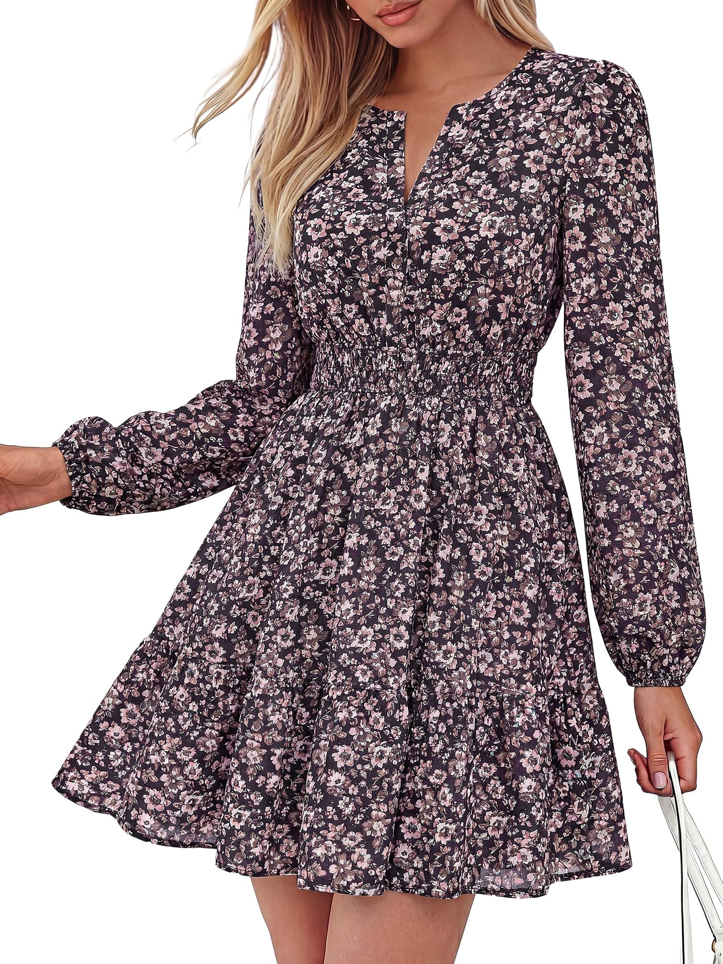 BTFBM Women’s Floral Long Sleeve Mini Dress