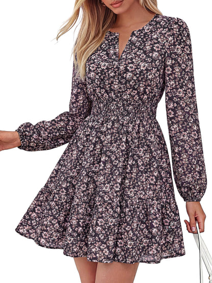 BTFBM Women’s Floral Long Sleeve Mini Dress