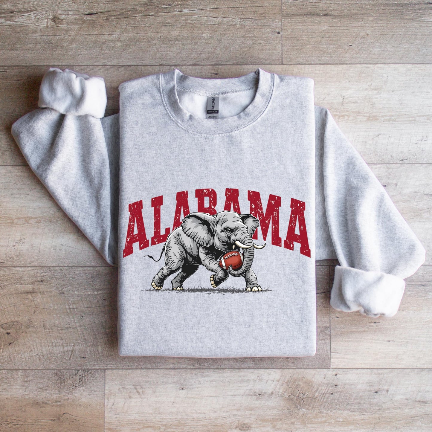 Alabama Elephant Football Sweatshirt – Vintage Sport Grey Crewneck Pullover – Retro Game Day Apparel for Men & Women