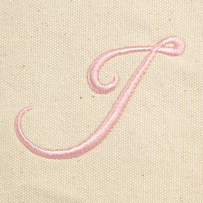 Dalix Women's Cotton Canvas Tote Bag Large Shoulder Bags Pink Monogram a - Z | Large