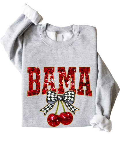 Olive Loves Apple Bama Red Ink-Printed Sequins Sweatshirt for Women & Teens Alabama Fall Sports Sweater