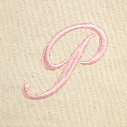 Dalix Women's Cotton Canvas Tote Bag Large Shoulder Bags Pink Monogram a - Z | Large
