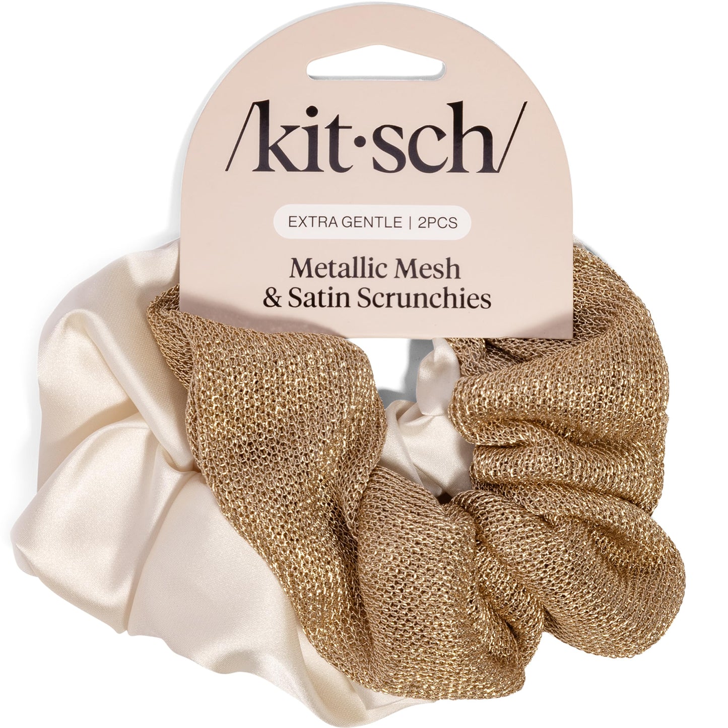 Kitsch Ultra-Petite Satin Scrunchies for Women - Cherry Blossom, 5pcs