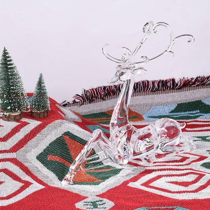 18" Tall Acrylic Christmas Reindeer Figurine - Elegant Clear Large Reindeer Ornaments for Christmas Indoor Decor, Holiday Centerpiece, Living Room, Fireplace, Table Display (Gold Standing Reindeer)