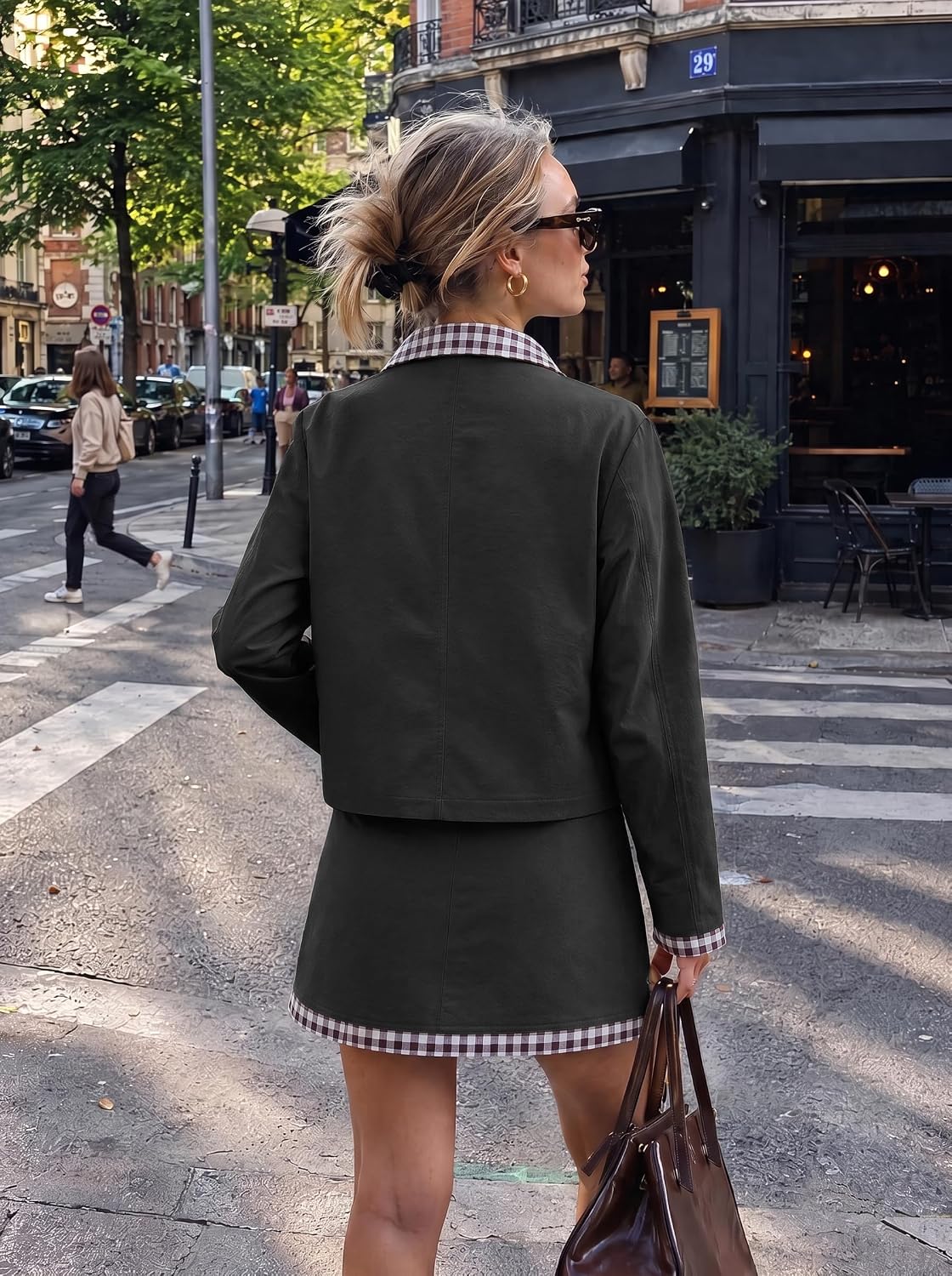 Tankaneo Womens Plaid 2 Piece Outfit
