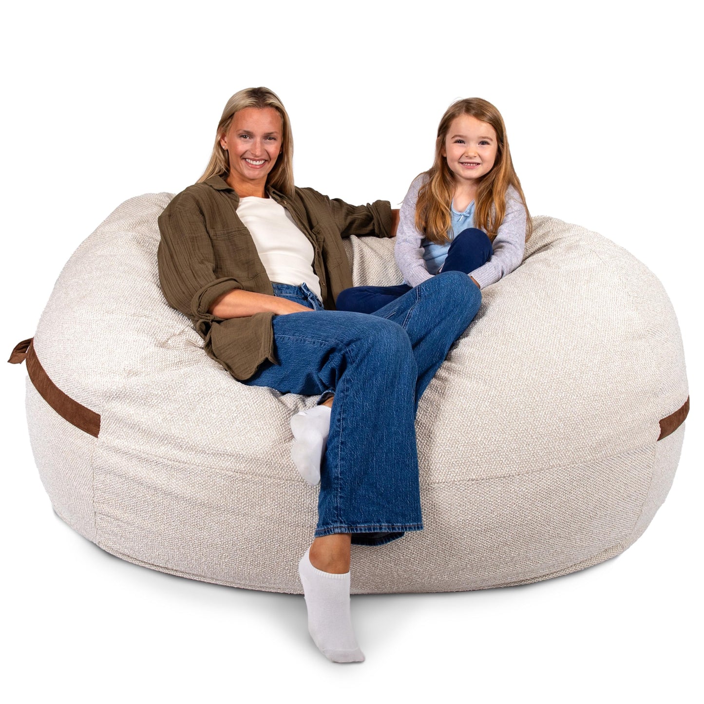 Big Joe Fuf 7Ft Giant Foam Bean Bag Chair, Oversized Couch with Removable Cover for Kids, Teens, Adults, Fog Lenox, Durable Woven Polyester, 7 Foot