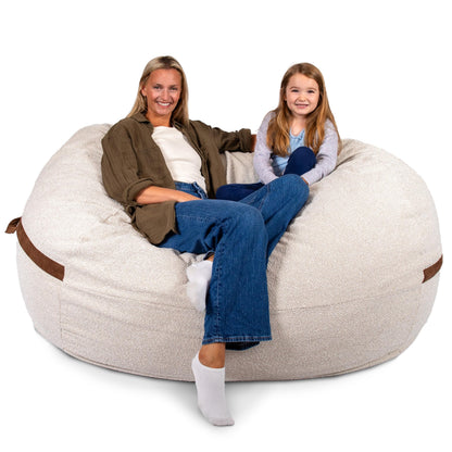 Big Joe Fuf 7Ft Giant Foam Bean Bag Chair, Oversized Couch with Removable Cover for Kids, Teens, Adults, Fog Lenox, Durable Woven Polyester, 7 Foot