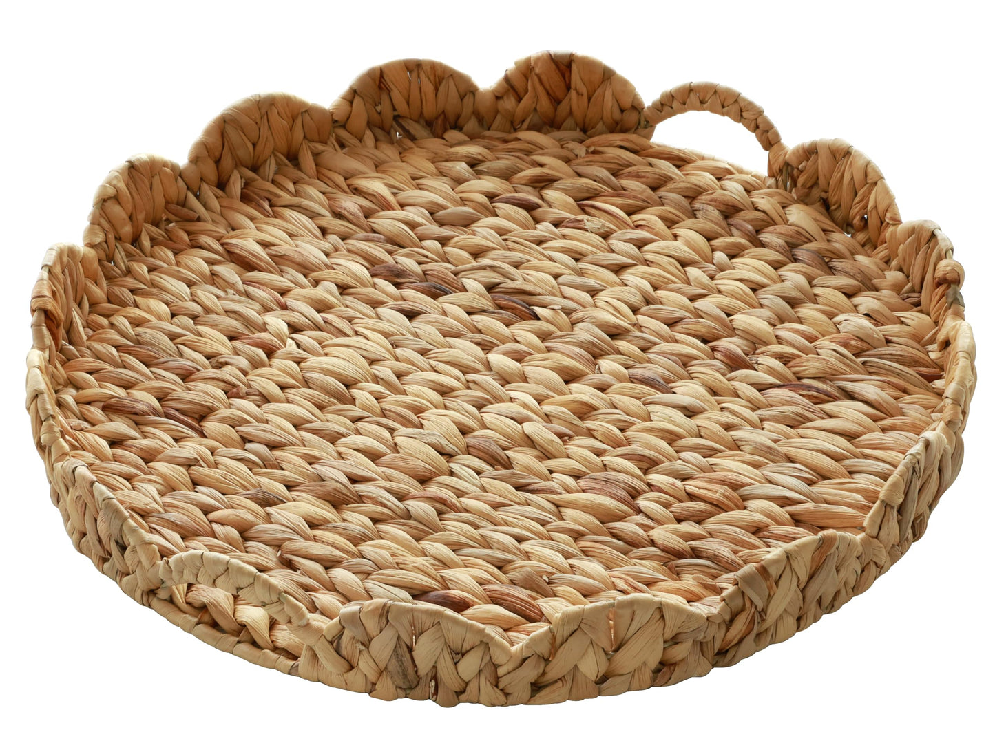 Gurfuy Extra Large Round Ottoman Table Tray with Handles - 19.7" Handmade Wicker Serving Hand Woven Tray for Farmhouse Decorative Oversized Coffee Table Trays Living Room Kitchen Counter Breakfast