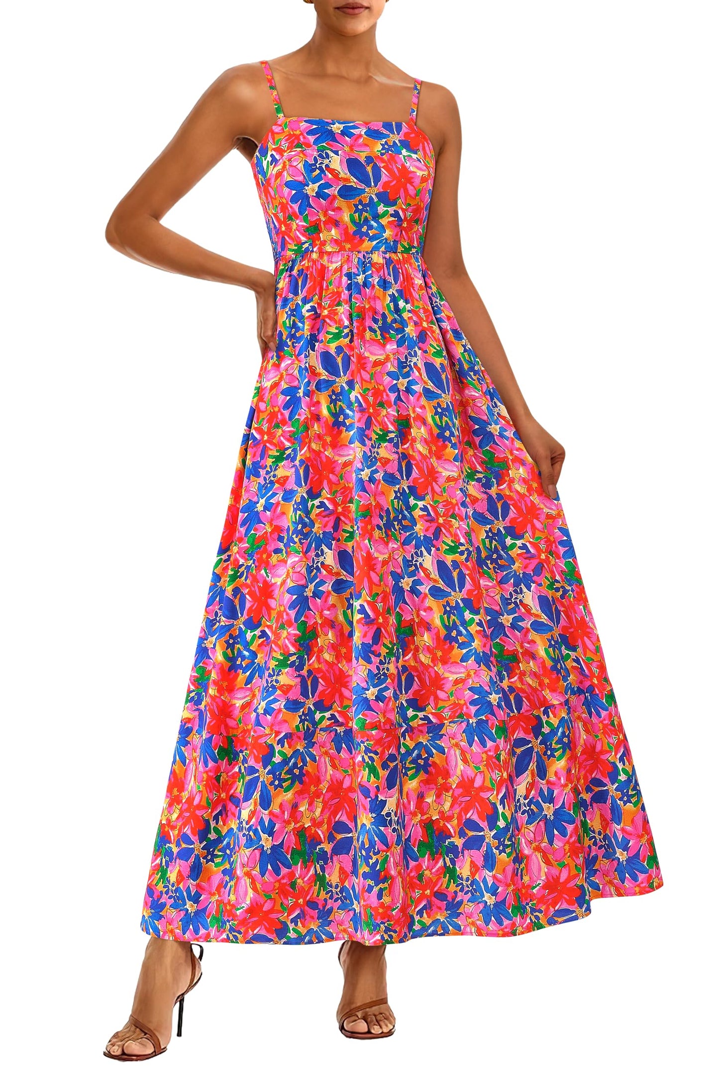 PRETTYGARDEN Women’s Boho Floral Striped Summer Maxi Dress