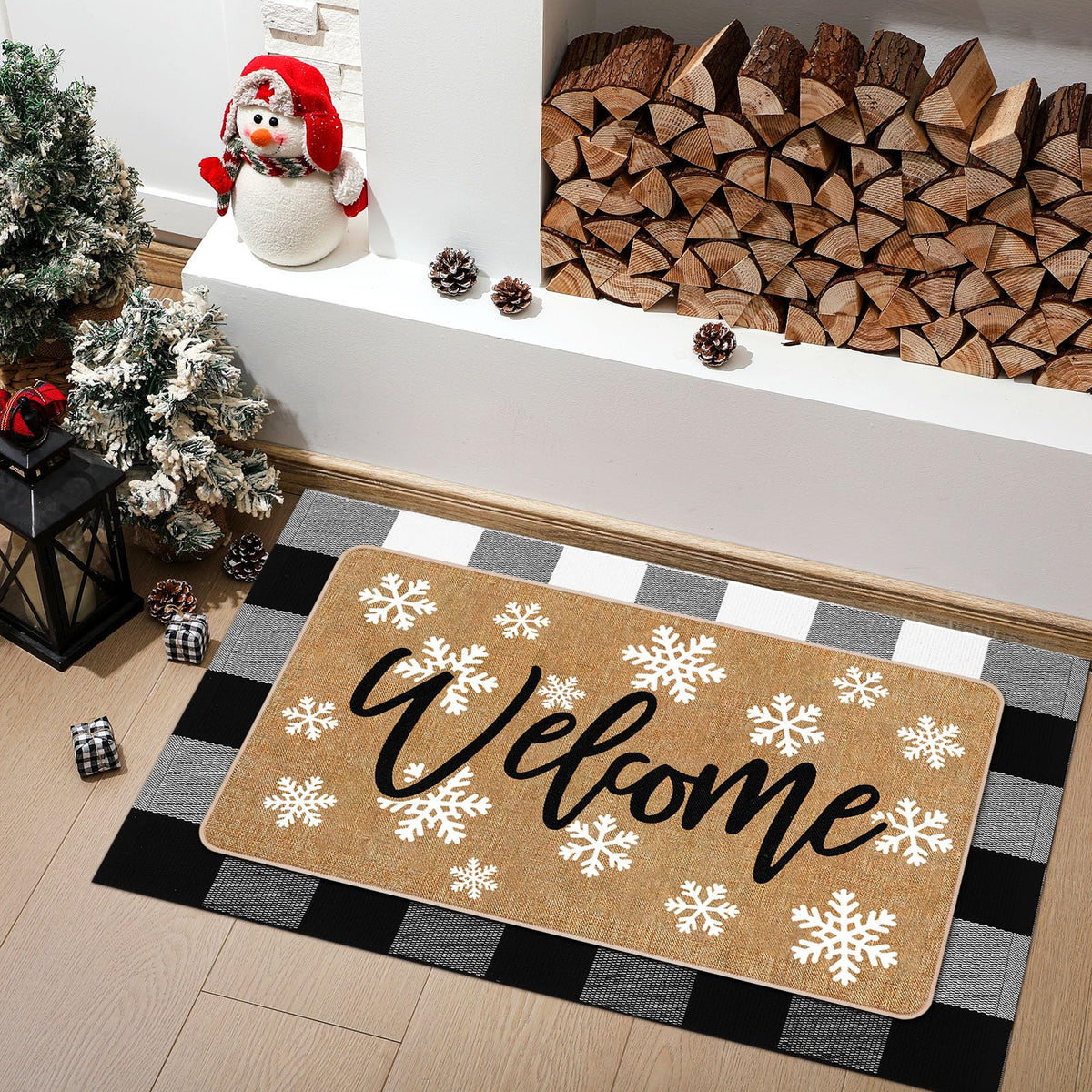 Tinideya 2 Pcs Halloween Door Mats Outdoor Layered Ghost Front Door Mat