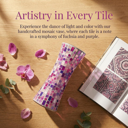 11.6" H Purple Red Mosaic Vase