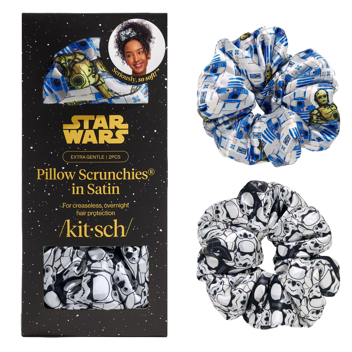Kitsch Ultra-Petite Satin Scrunchies for Women - Cherry Blossom, 5pcs