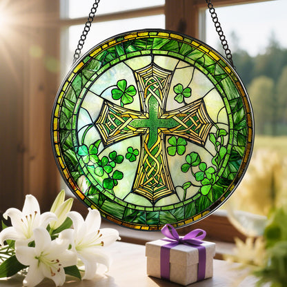 8-Inch Jesus with Cardinals Suncatcher Ornament, Stained Glass Window Hanging & Religious Christmas Ornament, Christian Window Decor — Memorial Gift, Christian Gifts for Her, Religious Gifts