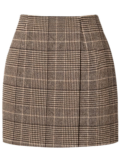 AURUZA Women's Plaid Pencil Mini Skirt