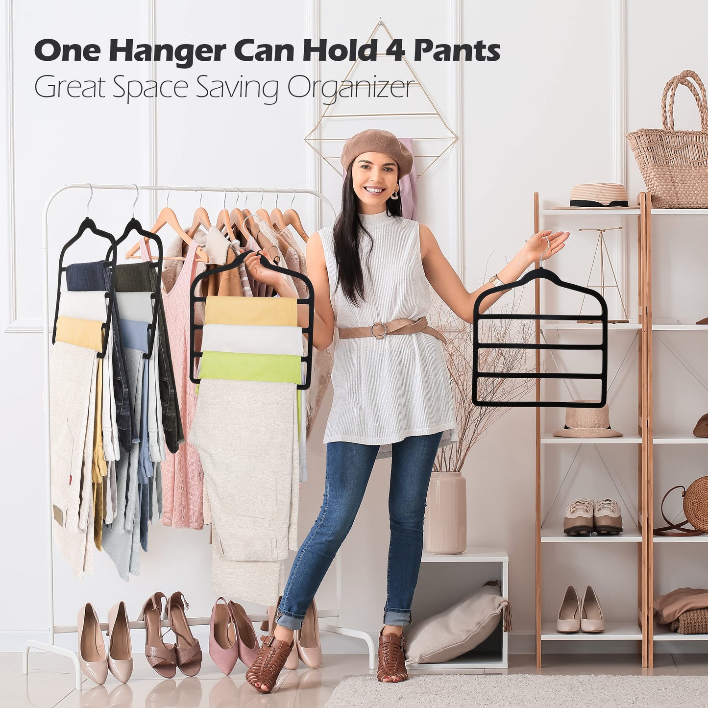 Velvet Pants Clothes Hanger Space Saving Non Slip Pants Shorts Hanger