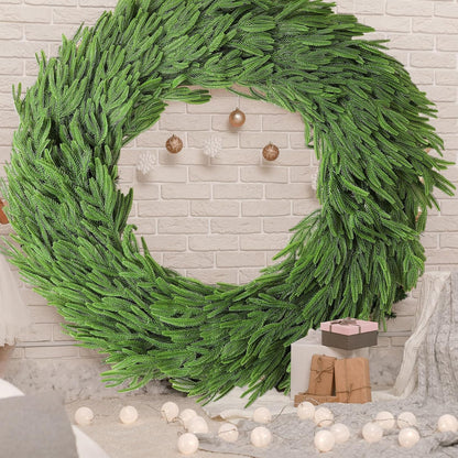 Wavwavw 48" Christmas Large Norfolk Pine Wreath for Front Door
