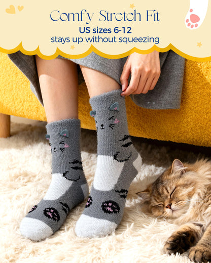 AIVEI Halloween Gifts Fuzzy Socks for Women Boo Spooky Basket Stuffers