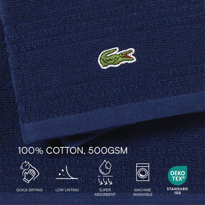 Lacoste Grand Slam 6-Piece Towel Set – Soft and Absorbent 100% Cotton Towels for Bathroom, Quick-Drying – Includes 2 Bath Towels, 2 Hand Towels, 2 Washcloths, Magenta