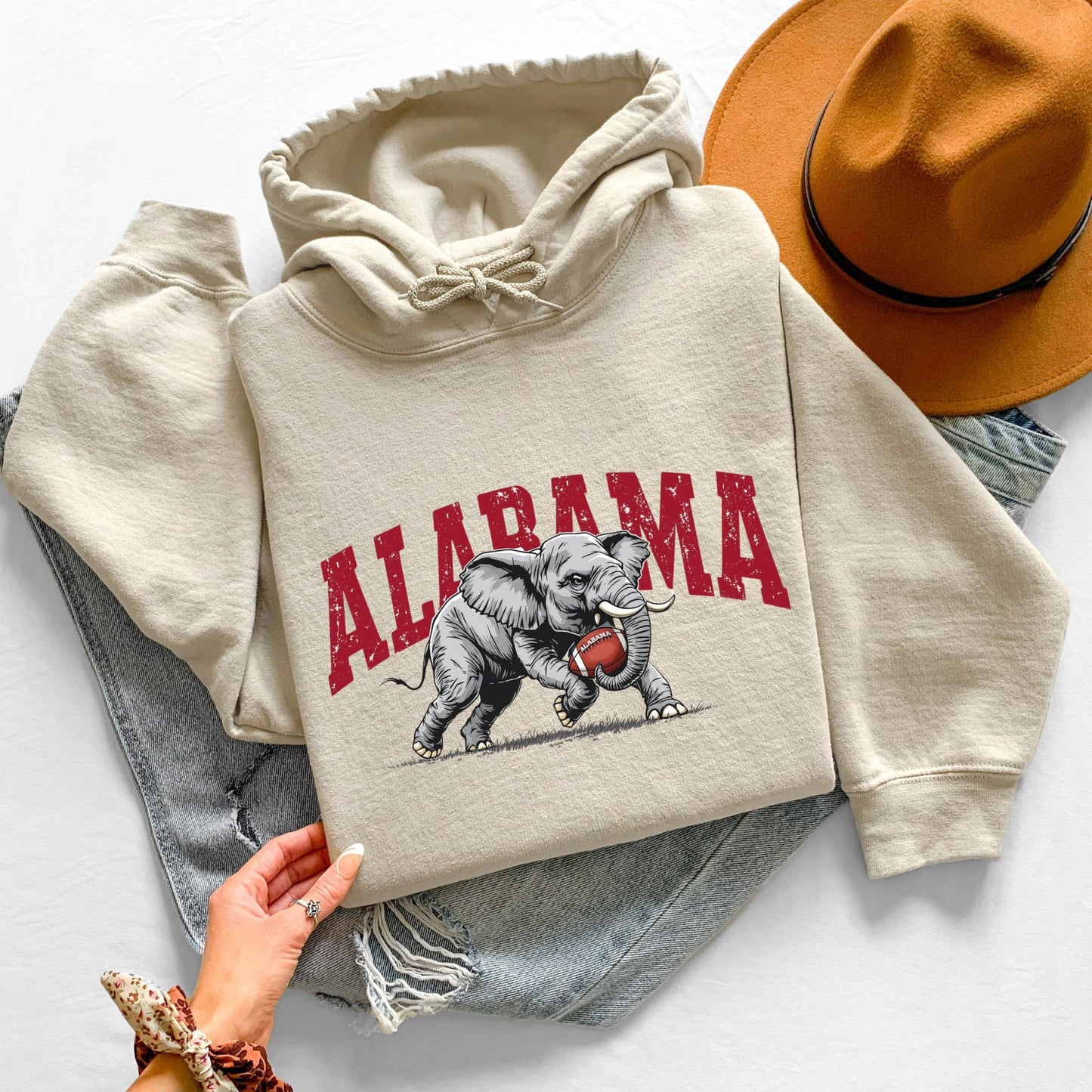 Alabama Elephant Football Sweatshirt – Vintage Sport Grey Crewneck Pullover – Retro Game Day Apparel for Men & Women