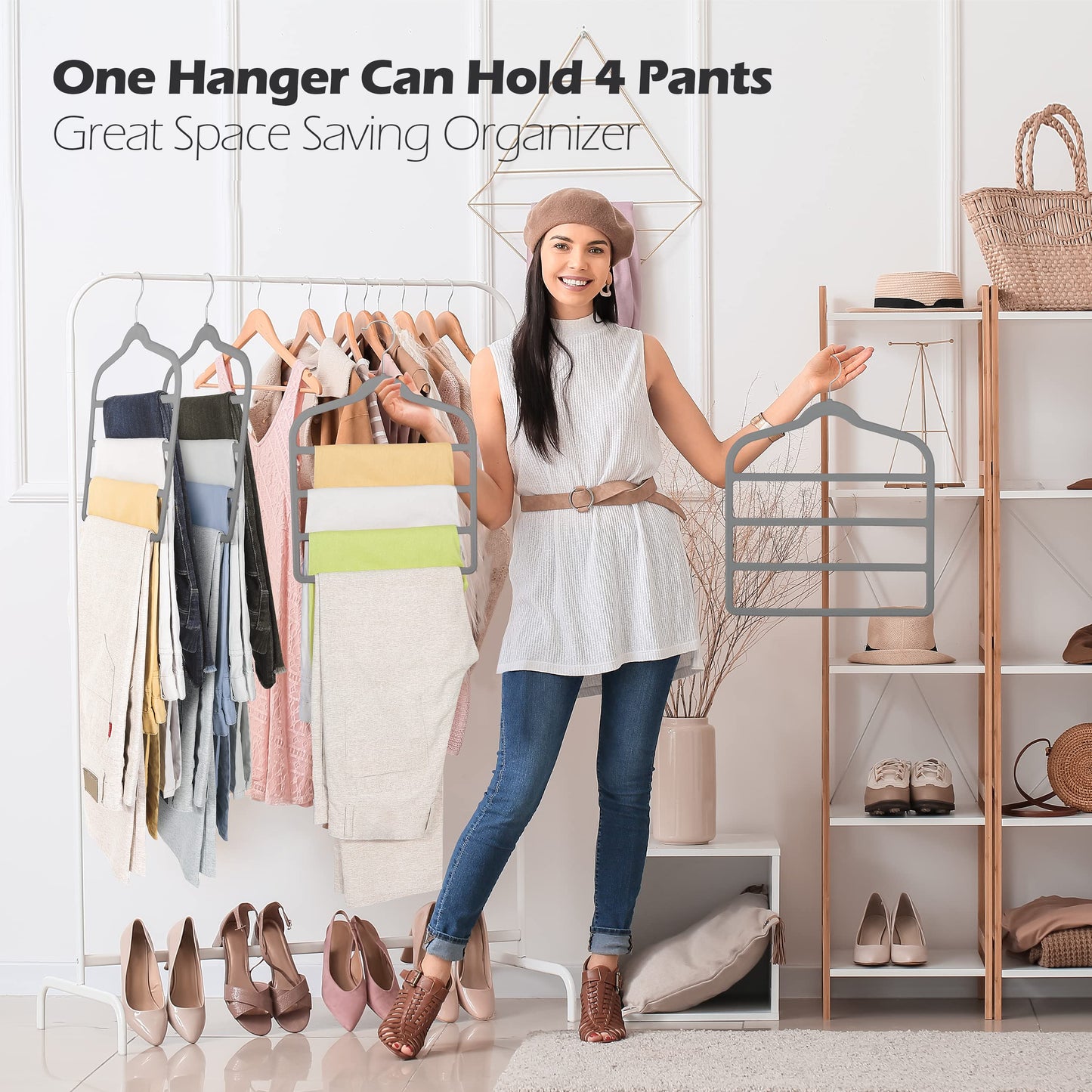 Velvet Pants Clothes Hanger Space Saving Non Slip Pants Shorts Hanger