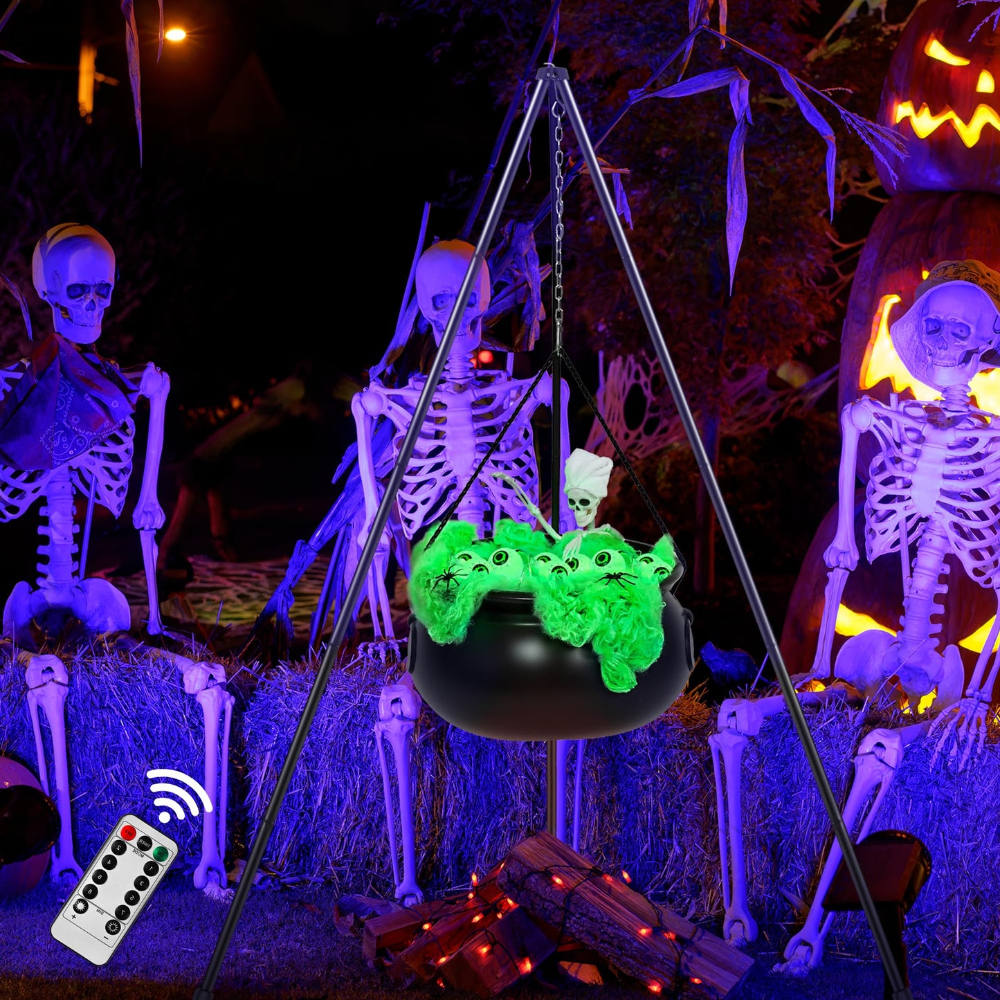 AYGXU Halloween Decorations Indoor,Black Witches Cauldron,Halloween Party Decorations,Plastic Cauldron Pot,Bubble Witch Cauldron DIY Set for Kitchen Table Decor