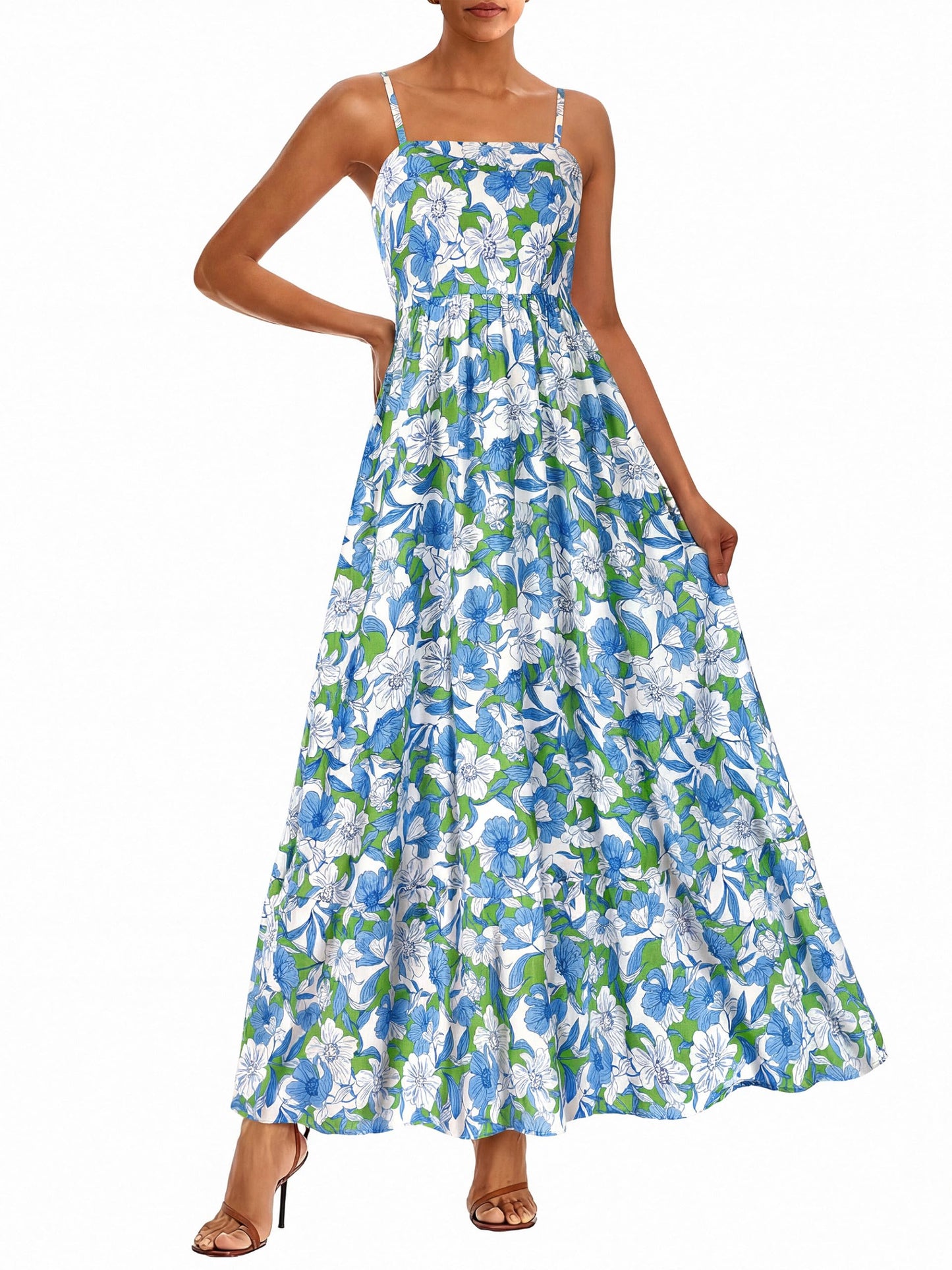 PRETTYGARDEN Women’s Boho Floral Striped Summer Maxi Dress