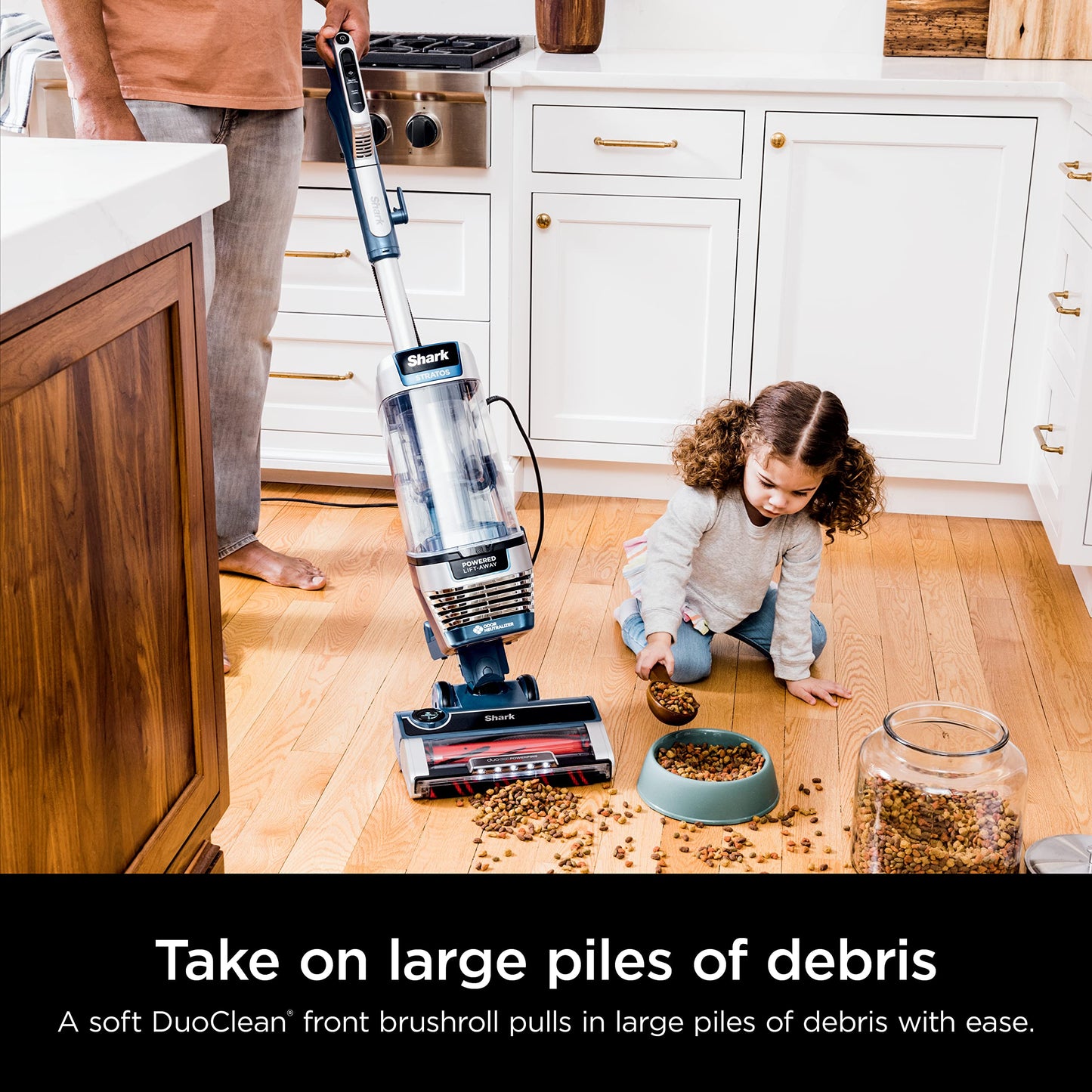 Shark AZ2002 Vertex Powered Lift-Away Upright Vacuum with DuoClean PowerFins, Self-Cleaning Brushroll, Large Dust Cup, Pet Crevice Tool, Dusting Brush & Power Brush, Silver/Rose Gold