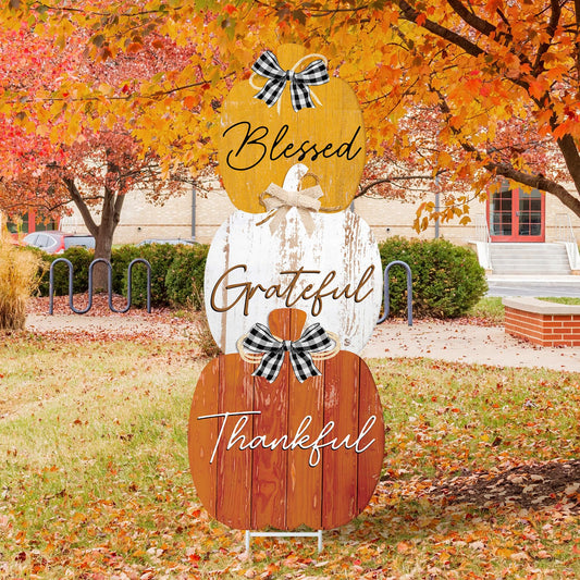 Weysat Fall Decorations Outdoor Metal Pumpkin Yard Sign Thanksgiving Porch Decorations for Home Lawn Pathway Front Door Fall Pumpkin Decor Outside Thanksgiving Party Garden Lawn Patio Walkway Decor