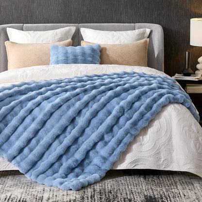 Cozy Bliss Faux Fur Throw Blanket for Couch, Fuzzy Soft Plush Thick Bubble Blanket for Sofa Bedroom Living Room, 50 * 60 Inches Tie Dye Pink