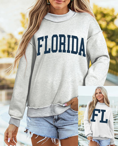 SELINK Womens Double Printed Reversible Mock Neck Sweatshirts Pullover Tops