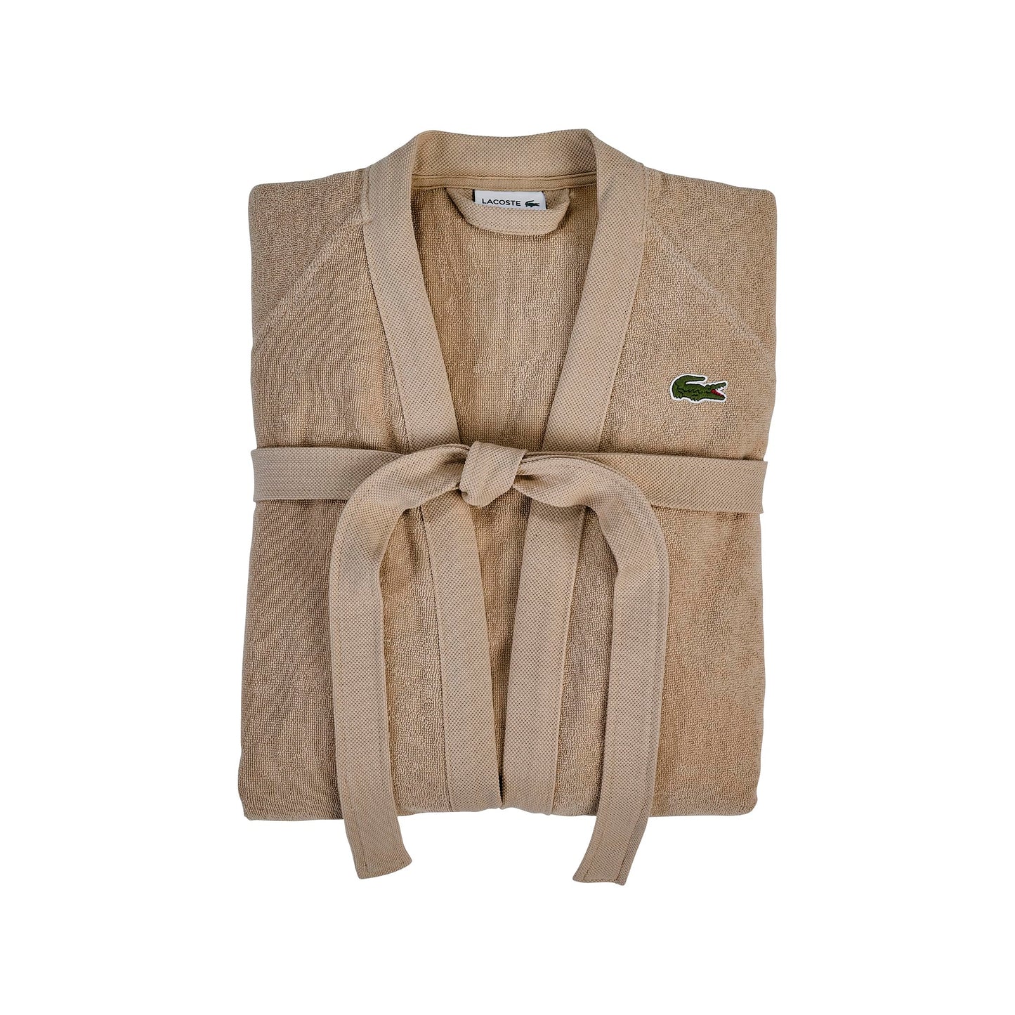 Lacoste Classic Pique Bath Robe, 100% Soft Cotton Terry, Unisex Adult Bathrobe, Absorbent & Quick Drying, One Size Fits Most