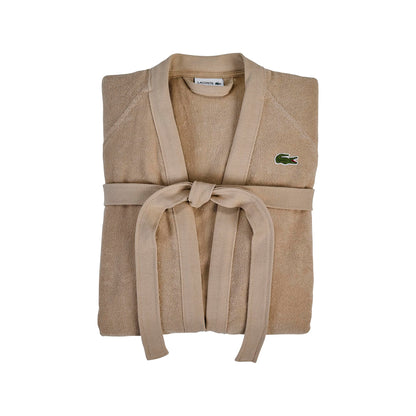 Lacoste Classic Pique Bath Robe, 100% Soft Cotton Terry, Unisex Adult Bathrobe, Absorbent & Quick Drying, One Size Fits Most