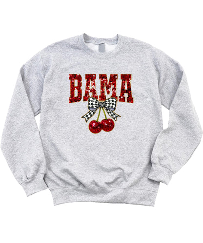 Olive Loves Apple Bama Red Ink-Printed Sequins Sweatshirt for Women & Teens Alabama Fall Sports Sweater