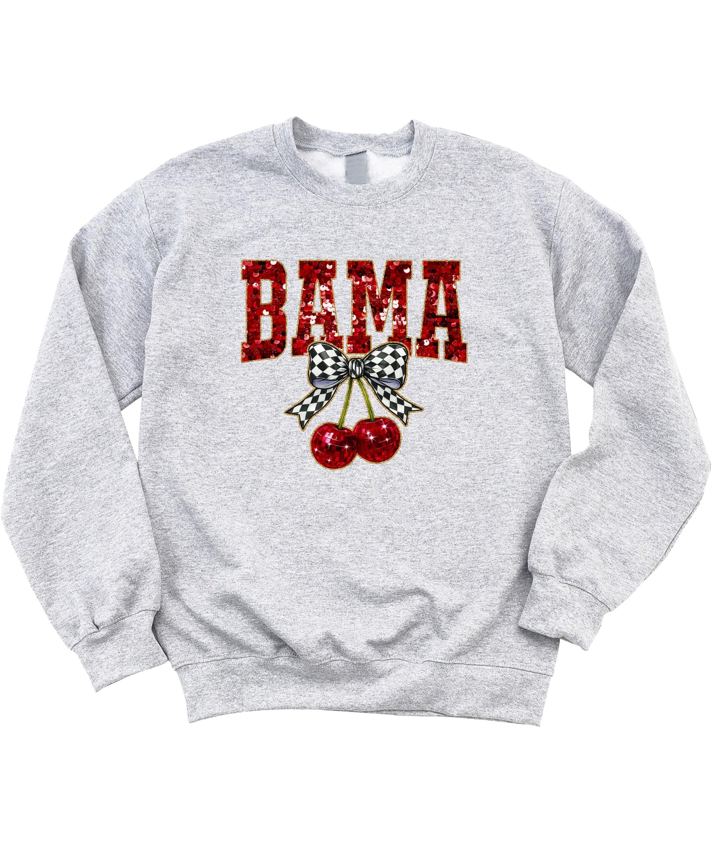 Olive Loves Apple Bama Red Ink-Printed Sequins Sweatshirt for Women & Teens Alabama Fall Sports Sweater