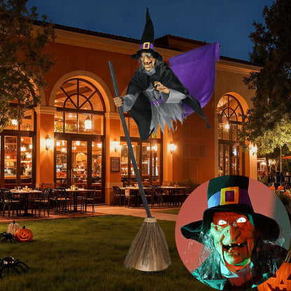 AW 9Ft Animatronics Flying Witch Hovering Broom Animated AC 100V-240V Halloween Outdoor Decoration Motion Activated 2026