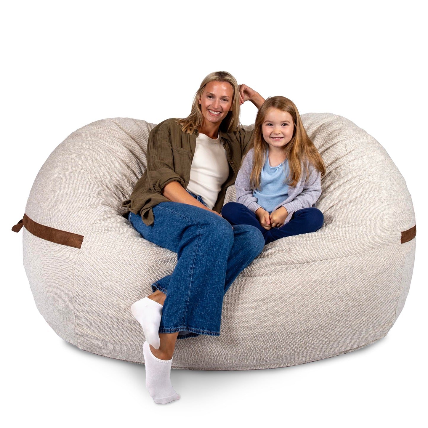 Big Joe Fuf 7Ft Giant Foam Bean Bag Chair, Oversized Couch with Removable Cover for Kids, Teens, Adults, Fog Lenox, Durable Woven Polyester, 7 Foot